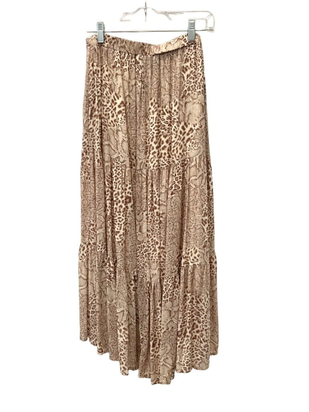 Olivaceous Beige Brown Mixed Animal Print Tiered Maxi Skirt NWT - Size S - Picture 2 of 9